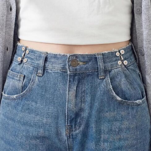 60 Pcs Pant Waist Tightener Set, 10 Set Waist Adjustment Buckle Jean Tightener for Women Pants Tighten Waist Clothing Dresses Skirts in Kuwait
