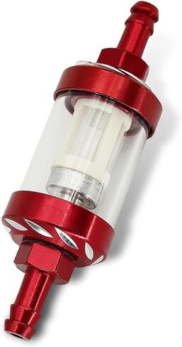 Motorcycles Fuel Filter, 1/4" Inline Fuel Filters, Transparent Tempered Glass Alloy Oil Filter Cup, Universal for ATV, Motorcycles, Dirt bike (Red) in Saudi Arabia