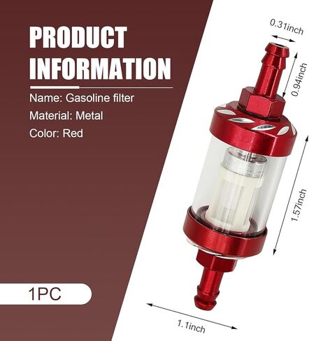 Motorcycles Fuel Filter, 1/4" Inline Fuel Filters, Transparent Tempered Glass Alloy Oil Filter Cup, Universal for ATV, Motorcycles, Dirt bike (Red) in Saudi Arabia