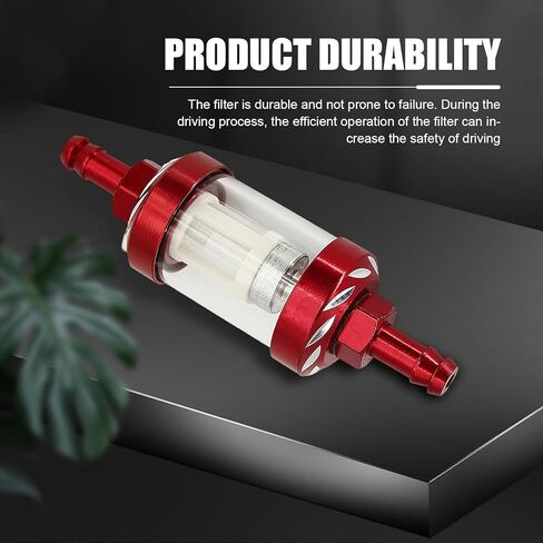 Motorcycles Fuel Filter, 1/4" Inline Fuel Filters, Transparent Tempered Glass Alloy Oil Filter Cup, Universal for ATV, Motorcycles, Dirt bike (Red) in Saudi Arabia