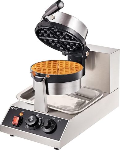 VEVOR Commercial Waffle Maker, 10PCS Rectangle Waffle Baker Machine, 1550W Non-Stick Stainless Steel Belgian Waffle Iron with Temp and Time Control, Handle, for Restaurant Bakery Snack Bar Family in Kuwait