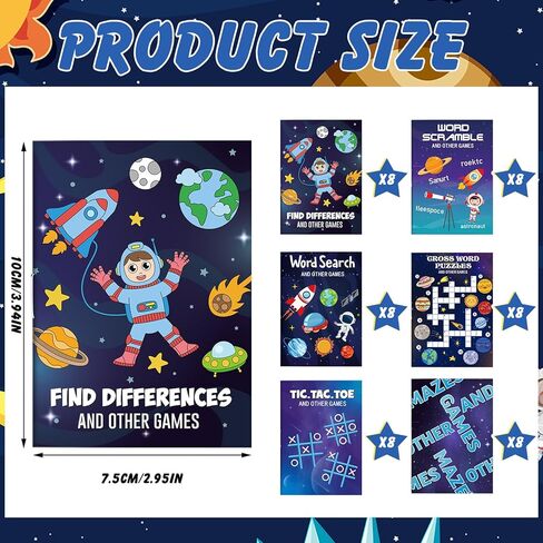 Hungdao 48 Pcs Outer Space Mini Activity Books, Astronaut Mini Fun and Games, Challenging Activities Include Mazes, Word Scramble and More Bulk Gifts for Birthday Party Classroom in Kuwait
