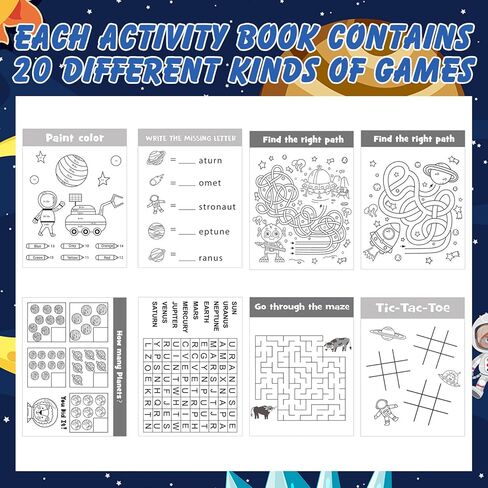 Hungdao 48 Pcs Outer Space Mini Activity Books, Astronaut Mini Fun and Games, Challenging Activities Include Mazes, Word Scramble and More Bulk Gifts for Birthday Party Classroom in Kuwait