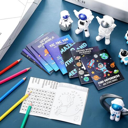 Hungdao 48 Pcs Outer Space Mini Activity Books, Astronaut Mini Fun and Games, Challenging Activities Include Mazes, Word Scramble and More Bulk Gifts for Birthday Party Classroom in Kuwait