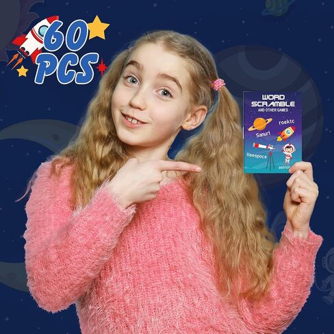Hungdao 48 Pcs Outer Space Mini Activity Books, Astronaut Mini Fun and Games, Challenging Activities Include Mazes, Word Scramble and More Bulk Gifts for Birthday Party Classroom in Kuwait