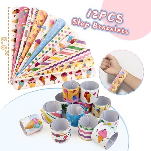 Ice Cream Party Favors Themed Birthday Decorations Sweet Summer Icecream Supplies Include Keychains Bracelets Treat Candy Goodie Bags Stuff DIY Stickers Game Toy Gifts Set for Pinata Filler in Saudi Arabia