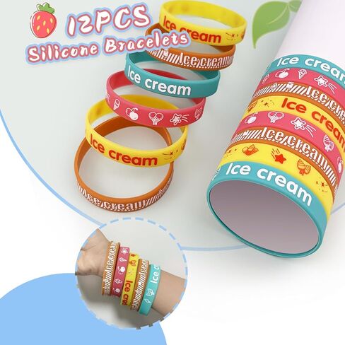 Ice Cream Party Favors Themed Birthday Decorations Sweet Summer Icecream Supplies Include Keychains Bracelets Treat Candy Goodie Bags Stuff DIY Stickers Game Toy Gifts Set for Pinata Filler in Saudi Arabia