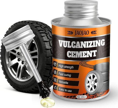 JAOJAO Vulcanizing Cement for Tire Patches, Tire Repair Glue Tire Cement Glue with Built-in Brush Fast Dry Flexible Seal Lasting Protection for Car Motorcycle Bike Tires 250ml in Saudi Arabia