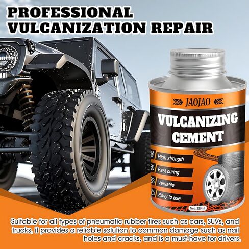 JAOJAO Vulcanizing Cement for Tire Patches, Tire Repair Glue Tire Cement Glue with Built-in Brush Fast Dry Flexible Seal Lasting Protection for Car Motorcycle Bike Tires 250ml in Saudi Arabia