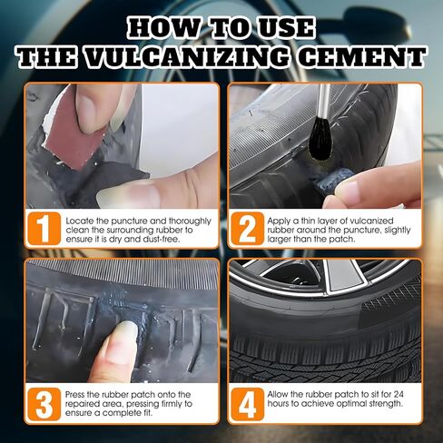 JAOJAO Vulcanizing Cement for Tire Patches, Tire Repair Glue Tire Cement Glue with Built-in Brush Fast Dry Flexible Seal Lasting Protection for Car Motorcycle Bike Tires 250ml in Saudi Arabia