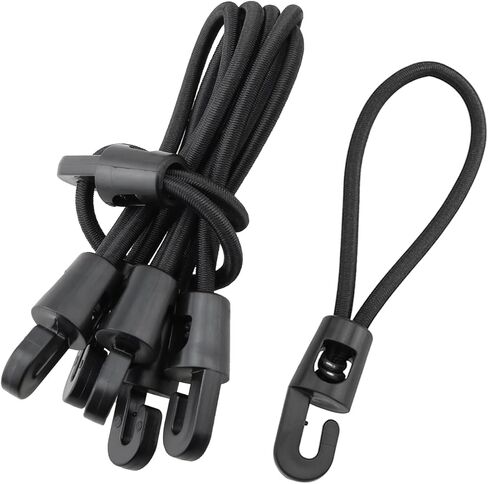 12PCS Bounce Hooks with Elastic Straps Plastic Short Bungee Cords for Luggage Camping Tie Downs Secure Packing Straps Convenient Travel Fasteners Black in Kuwait