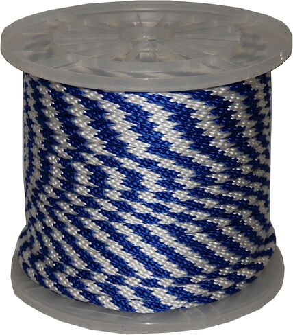T.W Evans Cordage Co. 98012 5/8-Inch by 200-Feet Solid Braid Propylene Multifilament Derby Rope, Blue and White in Kuwait
