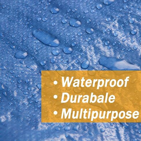 Blue Poly Tarp, 40x60 Feet, 5-6 MIL Thick, Waterproof Heavy Duty with Grommets, Weather Proof Protective Cover in Kuwait