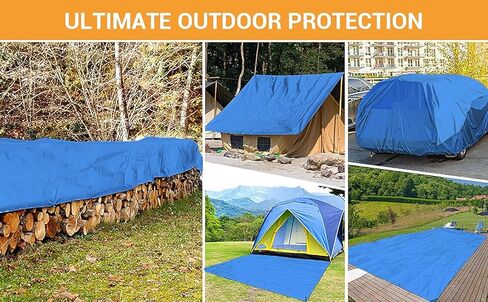 Blue Poly Tarp, 40x60 Feet, 5-6 MIL Thick, Waterproof Heavy Duty with Grommets, Weather Proof Protective Cover in Kuwait