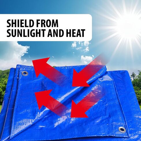 Blue Poly Tarp, 40x60 Feet, 5-6 MIL Thick, Waterproof Heavy Duty with Grommets, Weather Proof Protective Cover in Kuwait