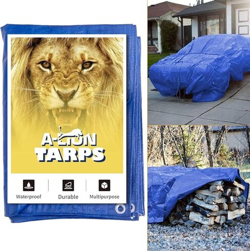 Blue Poly Tarp, 40x60 Feet, 5-6 MIL Thick, Waterproof Heavy Duty with Grommets, Weather Proof Protective Cover in Kuwait