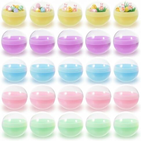 25 Pcs 3 Inch Gumball Vending Machine Capsules Empty Plastic Balls Containers for Easter, Spring Party Favors Prizes, DIY Craft (5 Macaron Colors) in Kuwait
