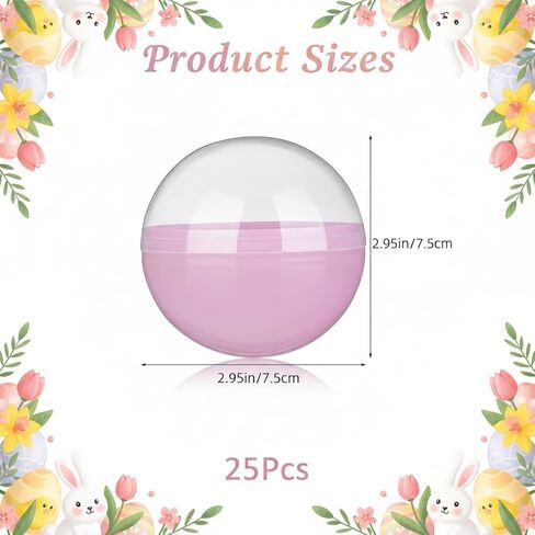 25 Pcs 3 Inch Gumball Vending Machine Capsules Empty Plastic Balls Containers for Easter, Spring Party Favors Prizes, DIY Craft (5 Macaron Colors) in Kuwait