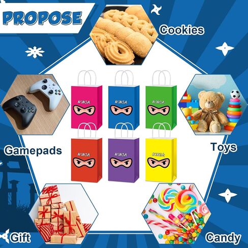 24Pcs Ninja Party Favor Bags Ninja Warrior Gift Bags with Handles for Karate Birthday Party Decoration Karate Theme Goodie Bag Candy Treat Bag for Boys Girls Kids Birthday Back to School Supplies in Kuwait