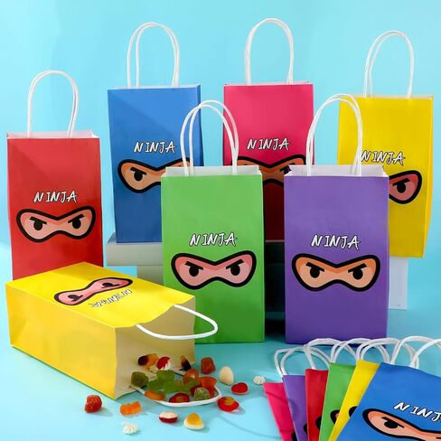 24Pcs Ninja Party Favor Bags Ninja Warrior Gift Bags with Handles for Karate Birthday Party Decoration Karate Theme Goodie Bag Candy Treat Bag for Boys Girls Kids Birthday Back to School Supplies in Kuwait