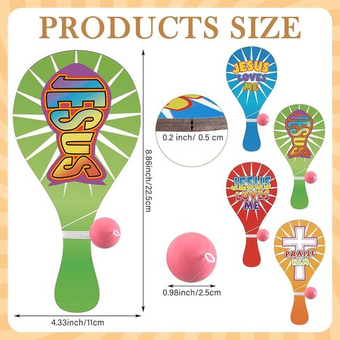 24 Pcs 2026 VBS Gifts Jesus Love Me Paddleball Games Sunday School Party Favors Religious VBS Paddleball Toy Sunday School Church Activities Fun Faith Based Play for Christian Rewards Gifts in Saudi Arabia