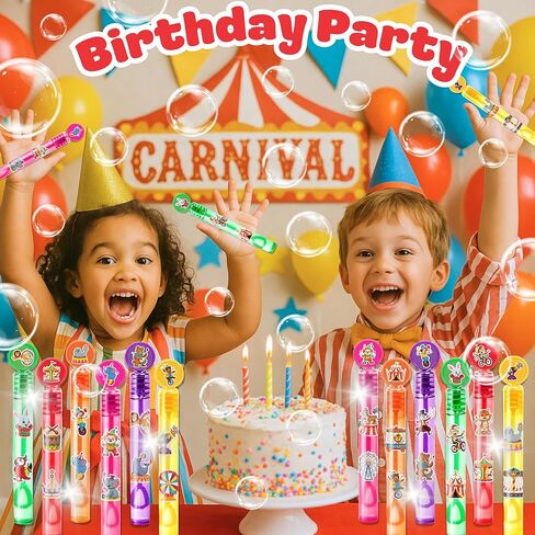 Carnival Party Favors for Kids - 24PCS Circus Bubble Wands Fun Fair Theme Birthday Party Supplies Goodie Bag Fillers Classroom Rewards in Saudi Arabia