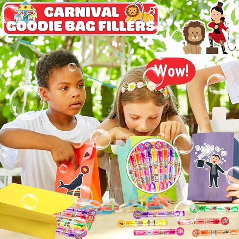 Carnival Party Favors for Kids - 24PCS Circus Bubble Wands Fun Fair Theme Birthday Party Supplies Goodie Bag Fillers Classroom Rewards in Saudi Arabia