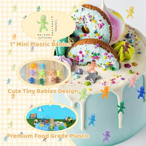 YAXINRUI 200PCS Mini Plastic Babies - 1'' Mini Babies Tiny Baby Figurines for Ice Cube Games & Baby Showers (10 Colors) in Kuwait