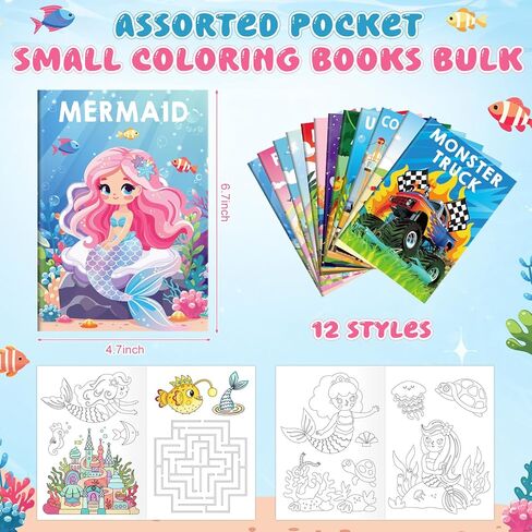 Funrous 36 Pcs Coloring Books Bulk for Kids Party Favors Assorted Pocket Mini Summer Coloring Activity Books for Boys Girls Classroom Goodie Bags Birthday Party Supplies in Kuwait