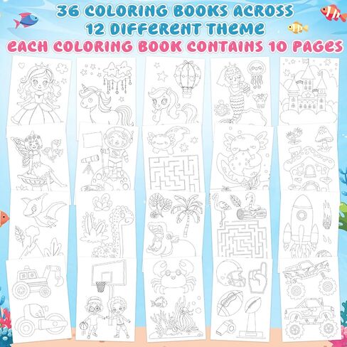 Funrous 36 Pcs Coloring Books Bulk for Kids Party Favors Assorted Pocket Mini Summer Coloring Activity Books for Boys Girls Classroom Goodie Bags Birthday Party Supplies in Kuwait