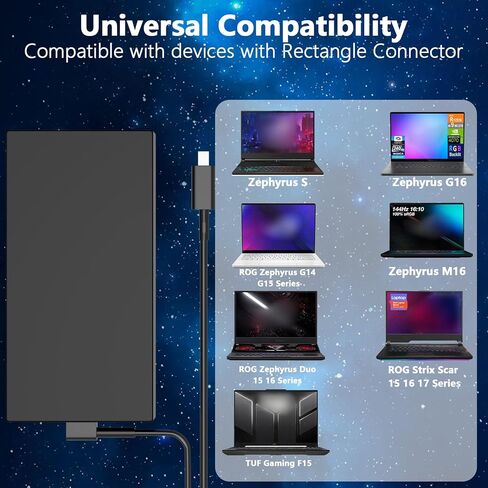 240W Rectangle Conn Charger for ASUS ROG Zephyrus G16 GU605 GU605MY GU605MZ GU605M GU605MZ-XS96 GU605MY-XS96 FA608WI-AB96 FA608WV-DB94,TUF Gaming A16 FA608 FA608W FA608WI FA608WV in Saudi Arabia