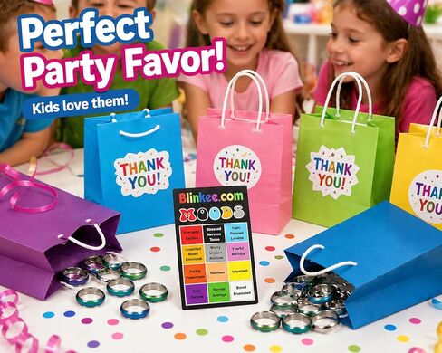blinkee Mood Rings for Kids 6 Pack Color Changing Rings with Mood Guide Card Chart Party Favor Toys Birthday Goodie Bag Fillers Treasure Box Prizes for Girls Boys Sizes 5 6 7 8 9 10 in Kuwait