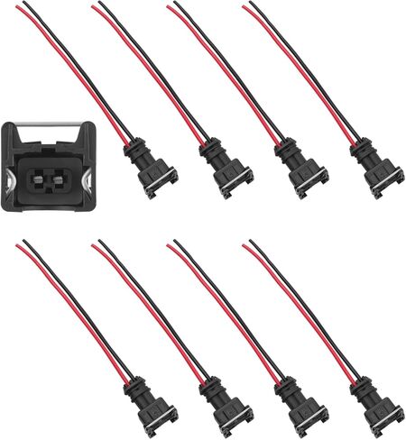 8PCS Fuel Injector Connector Pigtail,Plug-in Fuel Injector Wiring Harness Replacement with Waterproof Shell,Fuels Injectors Pigtail Car Accessories Compatible with RC,Bosch EV1 in Kuwait