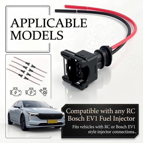 8PCS Fuel Injector Connector Pigtail,Plug-in Fuel Injector Wiring Harness Replacement with Waterproof Shell,Fuels Injectors Pigtail Car Accessories Compatible with RC,Bosch EV1 in Kuwait