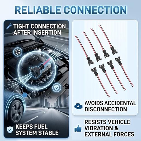 8PCS Fuel Injector Connector Pigtail,Plug-in Fuel Injector Wiring Harness Replacement with Waterproof Shell,Fuels Injectors Pigtail Car Accessories Compatible with RC,Bosch EV1 in Kuwait
