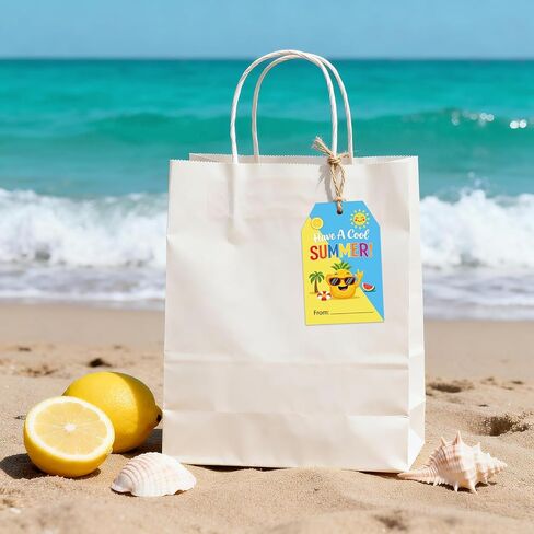 Anwyll احصل على بطاقات هدايا صيفية رائعة، 50 قطعة من علامات نهاية العام الدراسي، علامة هدايا تقدير المعلم مع سلسلة مخصصة، اسم صيفي سعيد من علامة ورقية معلقة لحقيبة المكافآت الحالية لصالح الحفلات in Kuwait