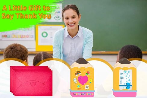 Teacher Appreciation Gift Card Holder with Envelope - 4Pack Teacher Gift Card Holder Pencil Money and Gift Card Sleeves for End of Year Preschool Kindergarten High School Graduation Gifts in Saudi Arabia