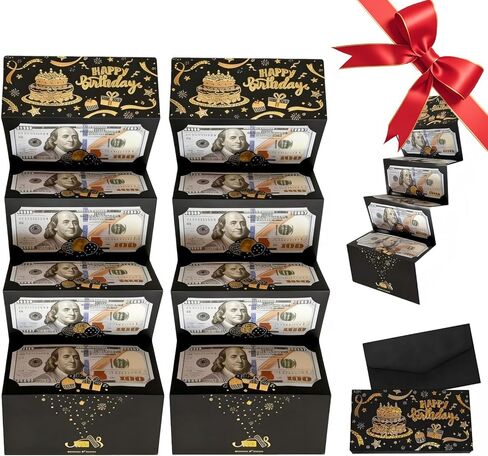Birthday Money Envelope Gift Card Holder for Cash Gifts - Premium Black & Gold Coated Card Holder for Women, Men, Teen Girls & Boys - Elegant Cash Gift Envelopes for Birthdays, Weddings, Graduation in Saudi Arabia