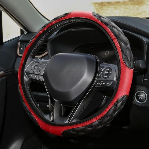 Car Steering Wheel, 15 Inch Leather Car Steering Wheel Protector, Anti-Slip Steering Wheel Soft Cover Mats Without Inner Ring Cover, Universal Interior Accessories for Truck SUV (White) in Kuwait