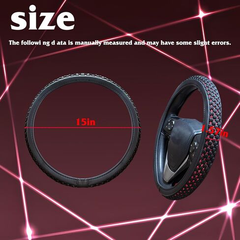Evankin Steering Wheel Cover,Black and Red Leather with Braided Design, Excellent Grip, Breathable, Anti Slip & Odor FreeWarm in Winter and Cool in Summer, Universal 15 Inches(Black Red) in Kuwait