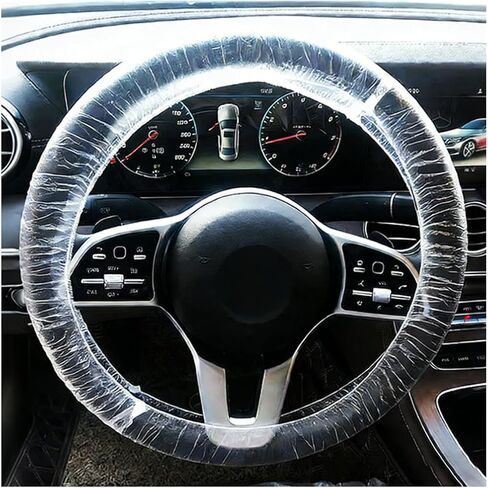 100PCS Disposable Car Steering Wheel Cover, Transparent Steering Wheel Protector with Elastic Band, Auto Interior Protection Accessories for Scratch Prevention, Universal for Vehicles in Saudi Arabia