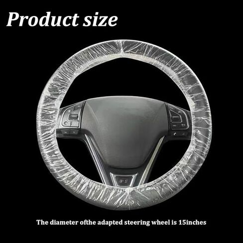 100PCS Disposable Car Steering Wheel Cover, Transparent Steering Wheel Protector with Elastic Band, Auto Interior Protection Accessories for Scratch Prevention, Universal for Vehicles in Saudi Arabia