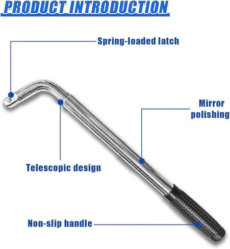 YoRise Telescoping Lug Wrench, Universal Extendable Automotive Wheel Nut Remover with CR-V Sockets 17/19mm and 21/23mm, Labor Saving Vehicle Tire Repair Tool for Car/SUV/Truck/Caravan (BL&SL) in Kuwait
