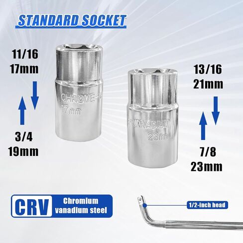 YoRise Telescoping Lug Wrench, Universal Extendable Automotive Wheel Nut Remover with CR-V Sockets 17/19mm and 21/23mm, Labor Saving Vehicle Tire Repair Tool for Car/SUV/Truck/Caravan (BL&SL) in Kuwait