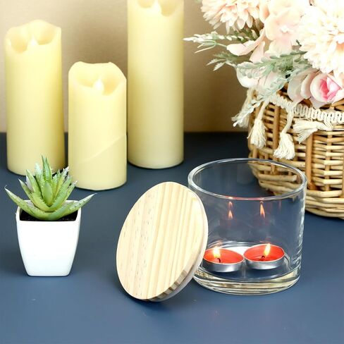 QWORK 16oz Clear Candle Jars with Lids, 6 Pack 3 Wick Glass Candle Containers, Thick Heat Resistant Glass Jars with Bamboo Lids in Kuwait
