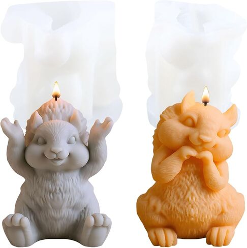 Squirrel Silicone Candle Molds Animal Squirrel Candle Mold for Candles Making Resin Casting Aromatherapy Candles Handmade Wax Home Decor Set of 2 in Kuwait