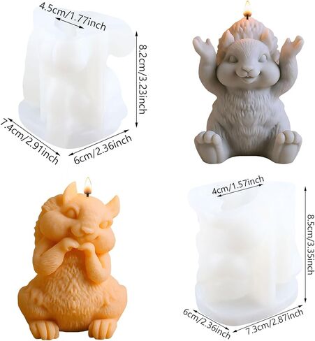 Squirrel Silicone Candle Molds Animal Squirrel Candle Mold for Candles Making Resin Casting Aromatherapy Candles Handmade Wax Home Decor Set of 2 in Kuwait