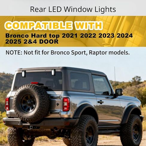 LED Rear Window Lights for Ford Bronco 2/4-Door 2021 2022 2023 2024 2025 Rear Glass Hinge-Mounted Lights Reverse/Brake/Daytime Running Lamps Extra Accessories (Only for Hard top) 2PCS in Saudi Arabia