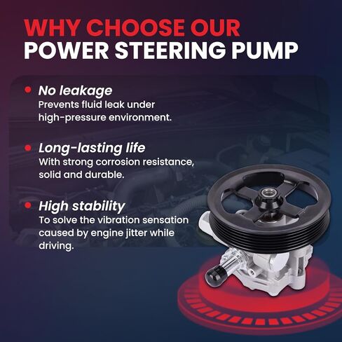 MOCA 20-2401 Power Steering Pump Fit 2007-2009 for Dodge Caliber 1.8L, 2007-2012 Caliber 2.0L & 2.4L, 2007-2017 for Jeep Compass 2.0L & 2.4L, 2007-2017 Patriot 2.0L & 2.4L, 2014 Patriot & Compass - in Kuwait