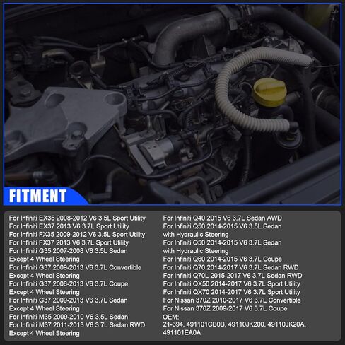 21-394 Power Steering Pump Compatible with Q40 Q50 Q60 Q70 Q70L QX50 QX70 M35 G35 G37 EX35 EX37 FX35 FX37, OE: 491101CB0B, 49110JK200, 49110JK20A, 491101EA0A in Saudi Arabia